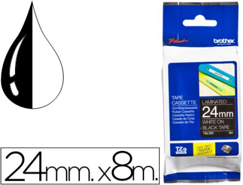 Fita brother tz-355 laminada preto-branco 24mm x 8m , Brother , 44459 , 4977766685856